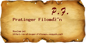 Pratinger Filomén névjegykártya